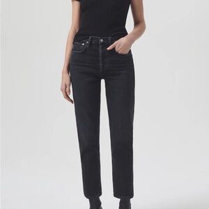 AGOLDE, Size 30, RILEY HIGH RISE STRAIGHT CROP, Black